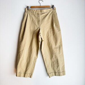 Womens Cropped Khaki Cotton Pants - Brand Not Visible